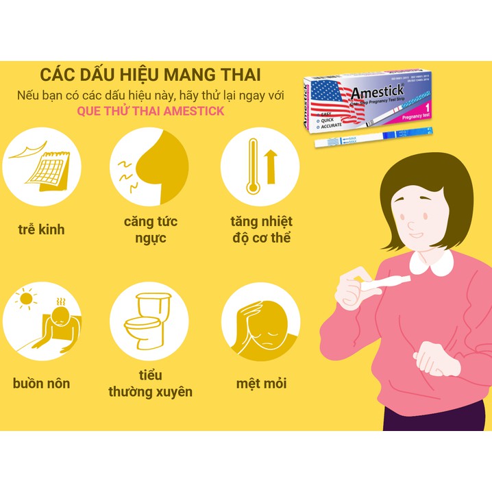 Que thử thai Amestick Tanaphar phát hiện thai sớm, nhanh chóng, chính xác ( 1 que )