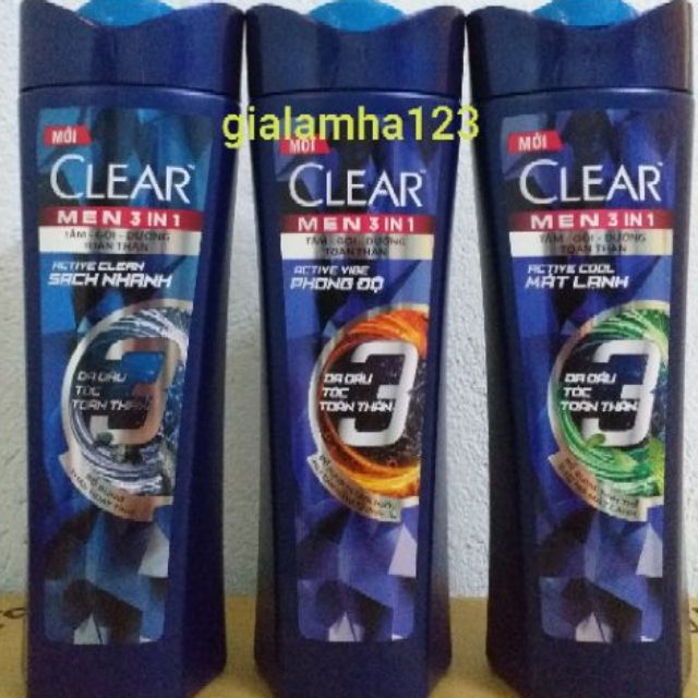 340g Dầu tắm gội Clear Men 3 in 1