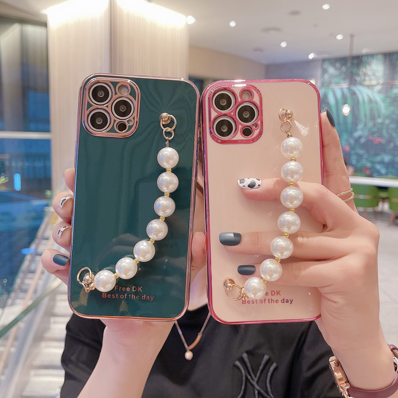 Ốp điện thoại TPU mềm mạ vàng đính ngọc trai thời trang cho OPPO A95 A16K A16 A54 A74 4G 5G
