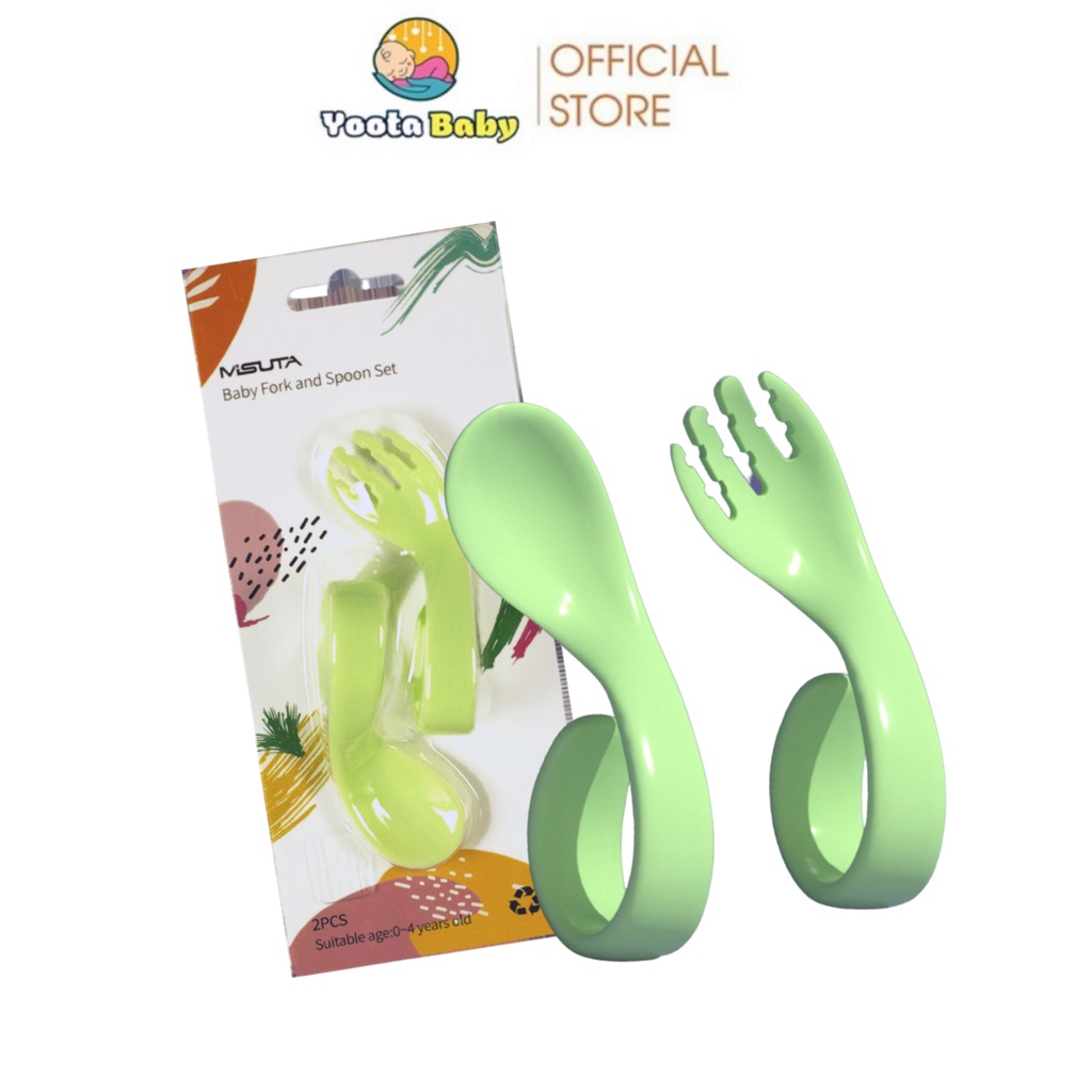 Bộ Thìa Dĩa Tập Xúc Uốn Cong MISUTA TH03 Chất Liệu PP An Toàn Cho Bé Ăn Dặm YOOTA BABY