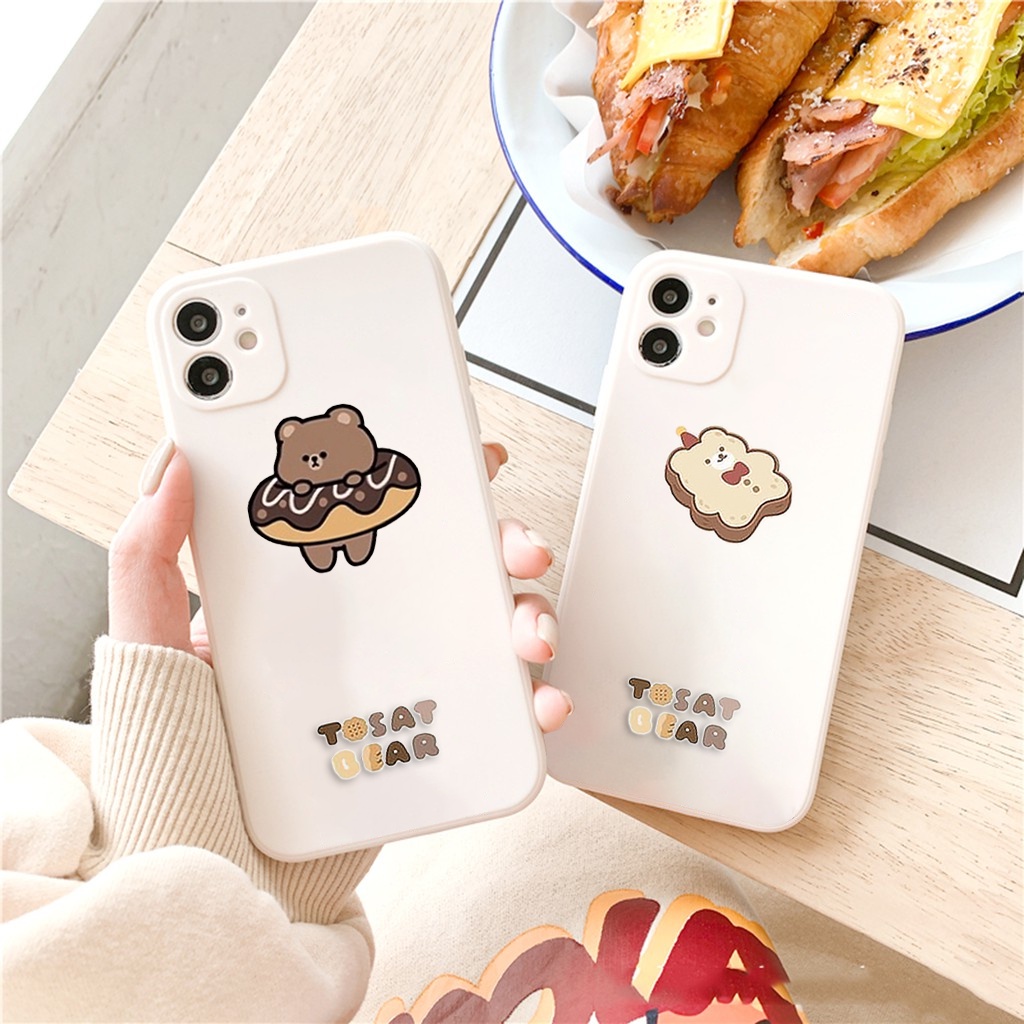 Ốp lưng iphone cạnh vuông Bánh Gấu Tosat 6/6s/6splus/7/7plus/8/8plus/x//xs/11/12/pro/max/plus/promax e117