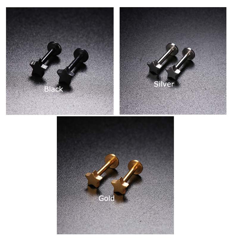 Set 2 Khuyên Môi 16g Bằng Thép Không Gỉ Cá Tính