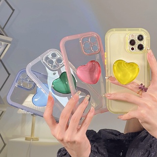 Ốp Điện Thoại Mềm Trong Suốt Chống Sốc Phối Giá Đỡ Hình Trái Tim Phong Cách Hàn Quốc Cho Iphone 13 12 Pro Max 11 XS XR
