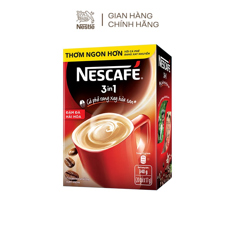[Tặng 2 hộp nhựa tiện dụng 830ml] Combo 2 hộp Cà phê rang xay hòa tan NESCAFÉ 3in1 Đậm đà hài hòa (Hộp 20 gói x 17g) | BigBuy360 - bigbuy360.vn