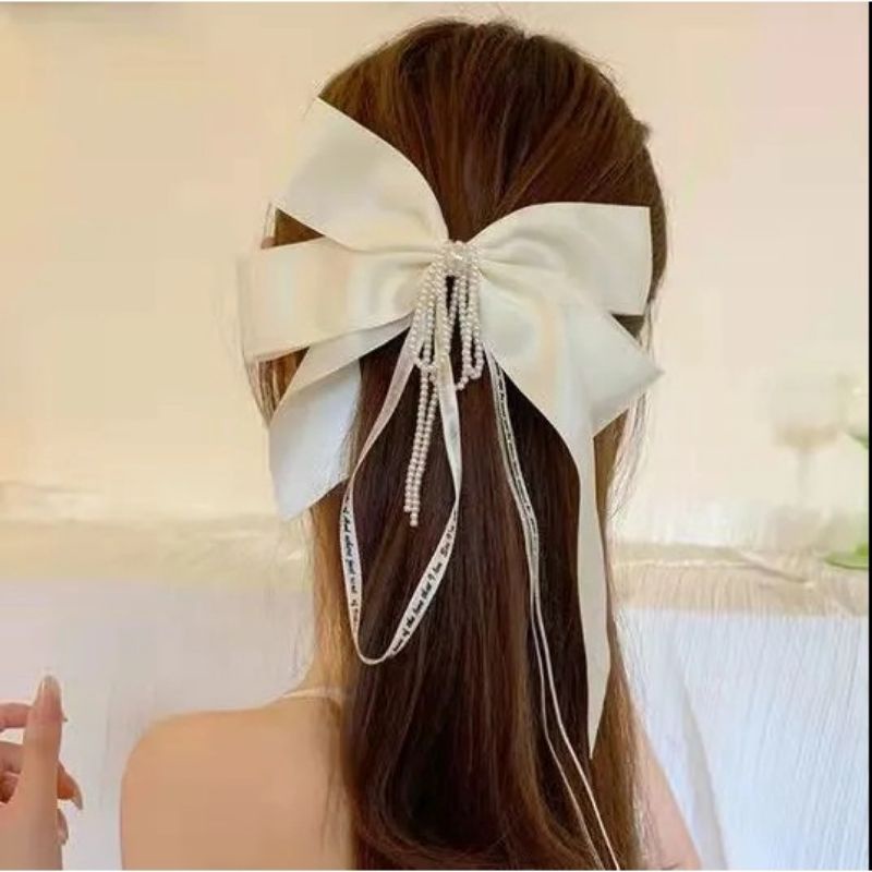 Kẹp tóc nơ đính ngọc trai tiểu thư - TN002