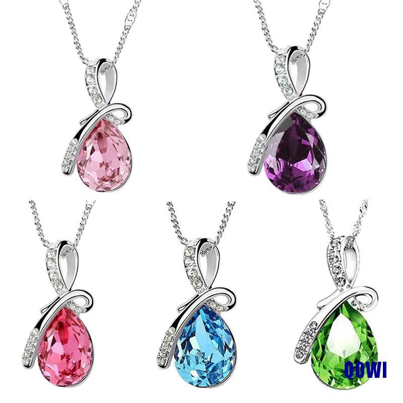 Vòng cổ Mặt Hình Giọt Nước Đính Đá Zircon Màu Xanh Dương Thời Trang