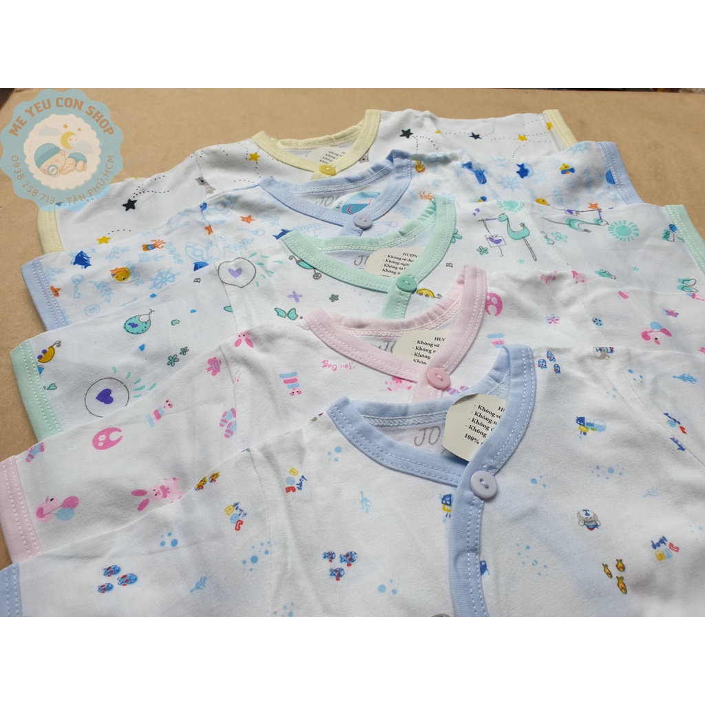 (J10TN) ÁO CÀI XÉO TAY NGẮN CHO BÉ 3-9kg - (HỌA TIẾT) - JOU (katydang)