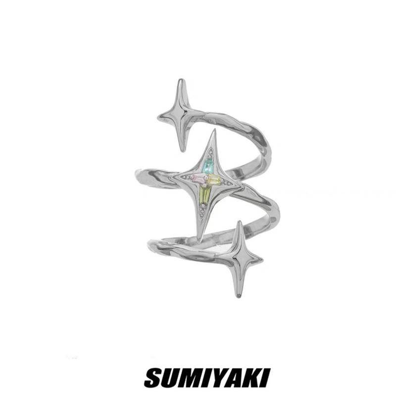 Nhẫn mở hình ngôi sao kết hợp các hành tinh SUMIYAKI cao cấp cho cặp đôi