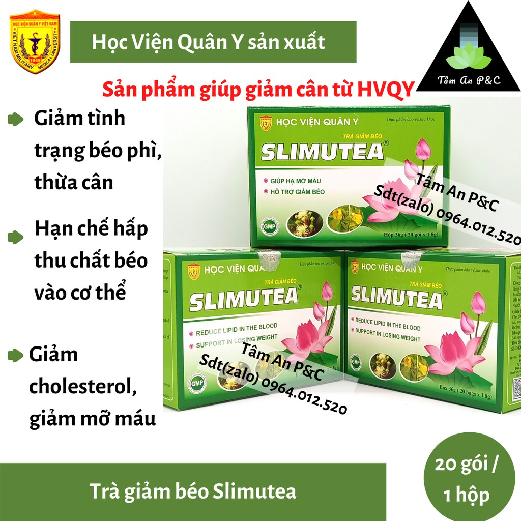 Trà thảo dược giúp giảm cân, giảm béo Slimutea hộp SX bởi Học Viện Quân Y(hộp 20 gói)--CHÍNH HÃNG HVQY