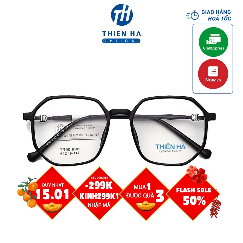 Gọng kính nhựa Thienha Eyewear TH8181, gọng kính cận đa giác thiết kế lạ mắt siêu nhẹ, nhiều màu, phong cách Hàn Quốc