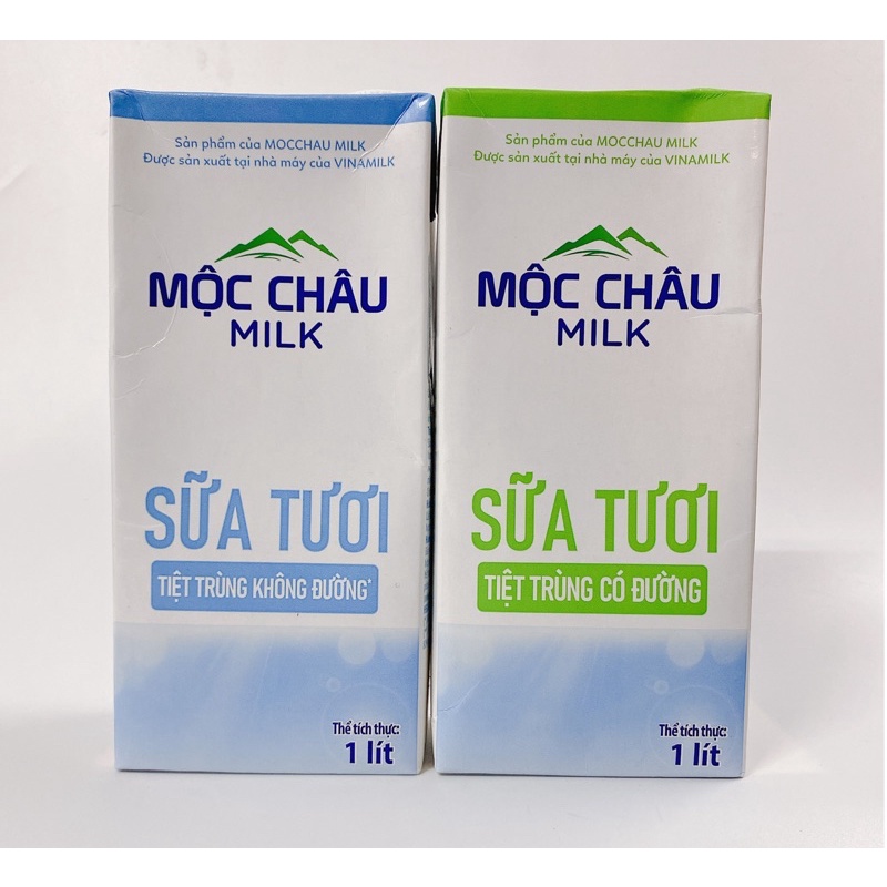 SỮA TƯƠI TIỆT TRÙNG MỘC CHÂU 1L CÓ ĐƯỜNG/ KHÔNG ĐƯỜNG/ MỘC CHÂU 1 LÍT