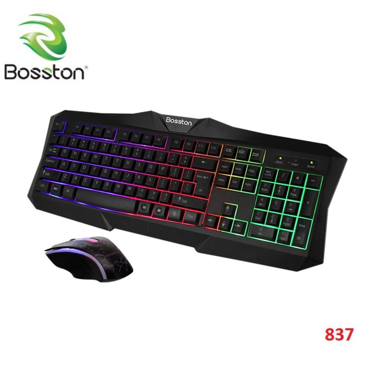 Combo Bàn phím Chuột game thủ đèn led có dây Bosston 837