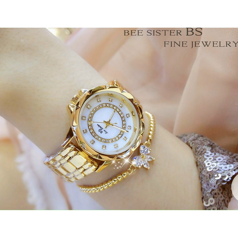 Đồng hồ đeo tay nữ, đồng hồ nữ dây kim loại chính hãng BEE SISTER thời trang công sở