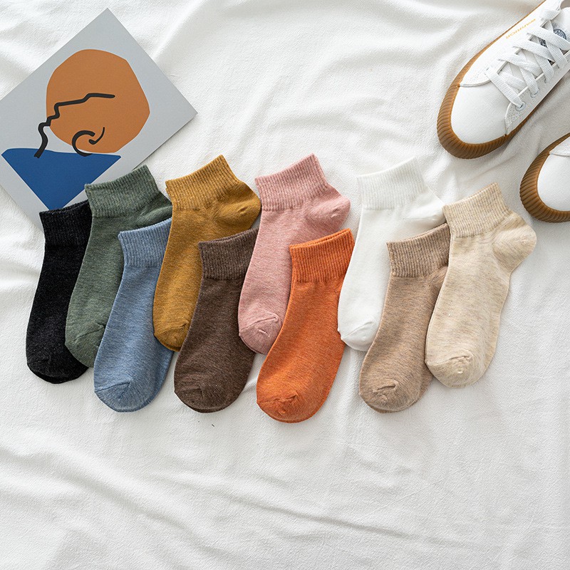 Tất vớ cotton màu trơn siêu thoáng cho nữ