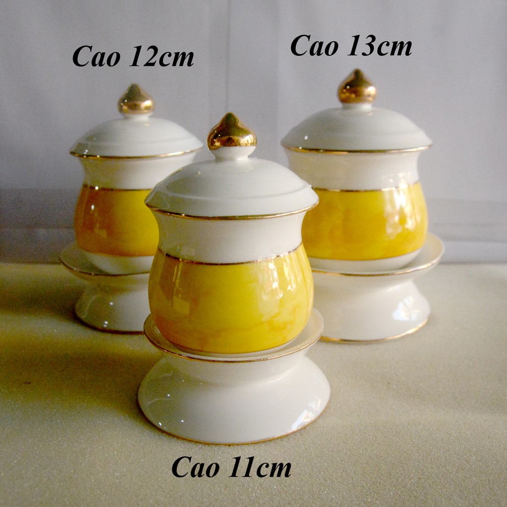 Chung đại bi-Ly nước thờ cúng bàn thờ gốm sứ vàng