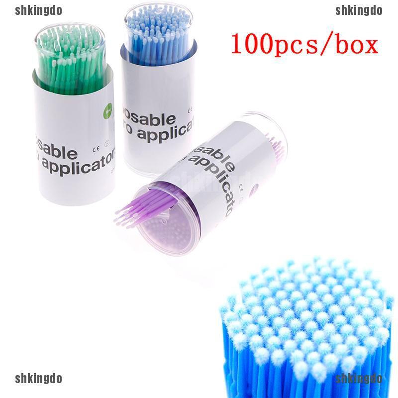 100Pcs Disposable Swab Applicator Micro Brush Eyelashes Extension Mascara Tools