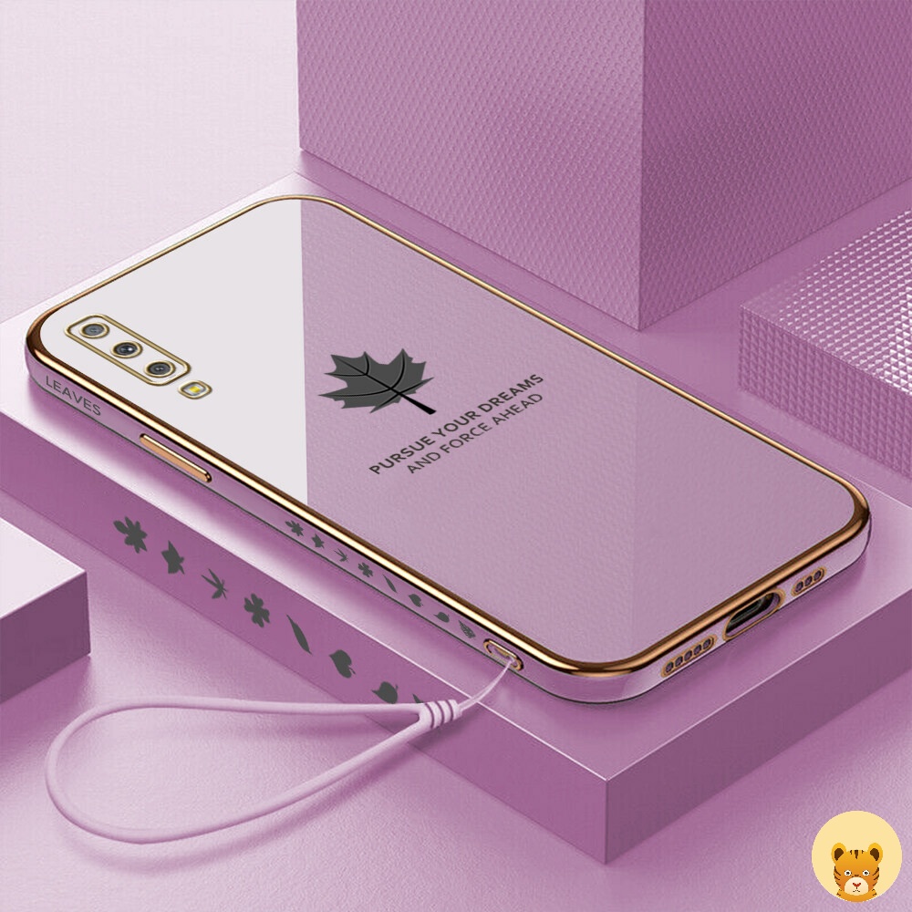 Ốp Điện Thoại Dẻo Mạ Màu Họa Tiết Sang Trọng Kèm Dây Đeo Cho Samsung A7 2018 A750