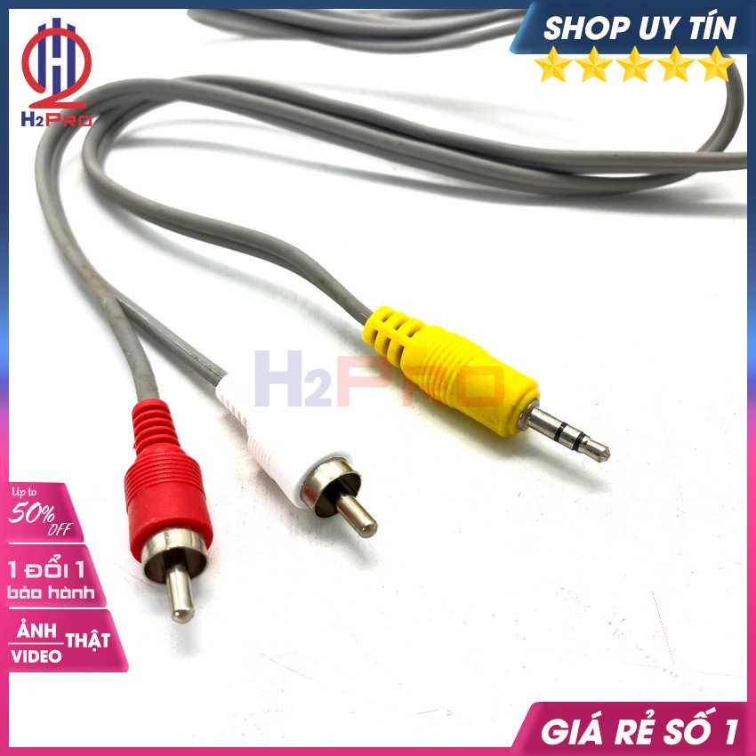 10 Dây Av 1 Ra 2, Dây 3.5Mm Ra 2 Av Dài 140Cm Cao Cấp, Dày Dặn, Chống Nhiễu, Cáp Loa 3.5 Ra 2 Đầu Av Hoa Sen-H2Pro Audio