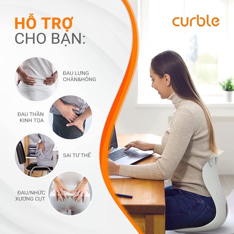 [CHÍNH HÃNG] Ghế Curble Chair Grand người trên 70kg điều chỉnh tư thế chống gù - MADE IN KOREA