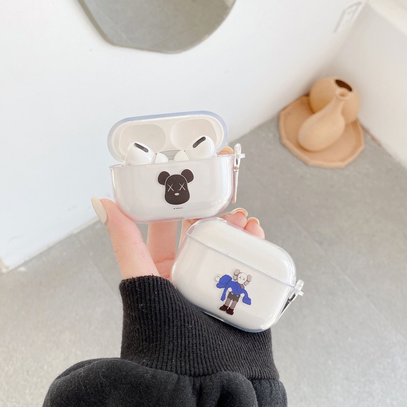 Vỏ Bảo Vệ Hộp Sạc Tai Nghe Bluetooth AirPods 3 2 1 Pro Bằng TPU Mềm Trong Suốt Họa Tiết Chú Gấu Độc Đáo