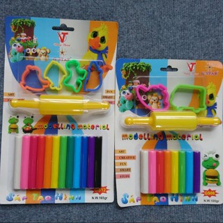 [GIÁ SỈ 19k/Vỉ] Sỉ 5 Vỉ Đất nặn nhiều màu,Đất nặn Tặng kèm cây lăn + bộ khuôn nhiều hình