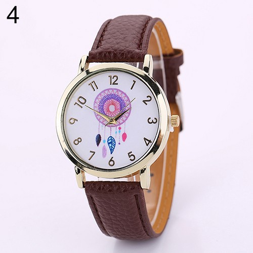 Đồng hồ mặt hình Dreamcatcher dây đeo giả da cho nữ