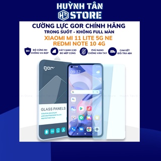 Cường lực xiaomi mi 11 lite redmi note 10 4g trong suốt KHÔNG FULL MÀN chống bám vân tay chính hãng GOR huỳnh tân store