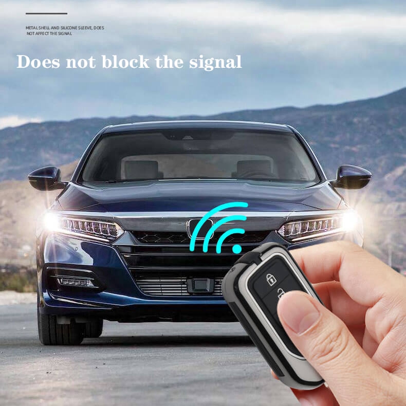 Vỏ Bọc Chìa Khóa Bằng Hợp Kim Nhôm + Silicone 2 Nút Cho Xe Honda Jazz Crv Brv Hrv