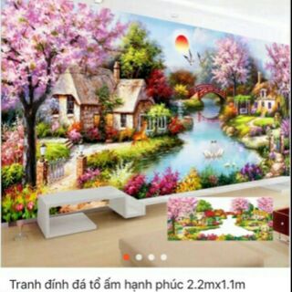 Tranh đính đá tổ ấm hạnh phúc 160x75cm
