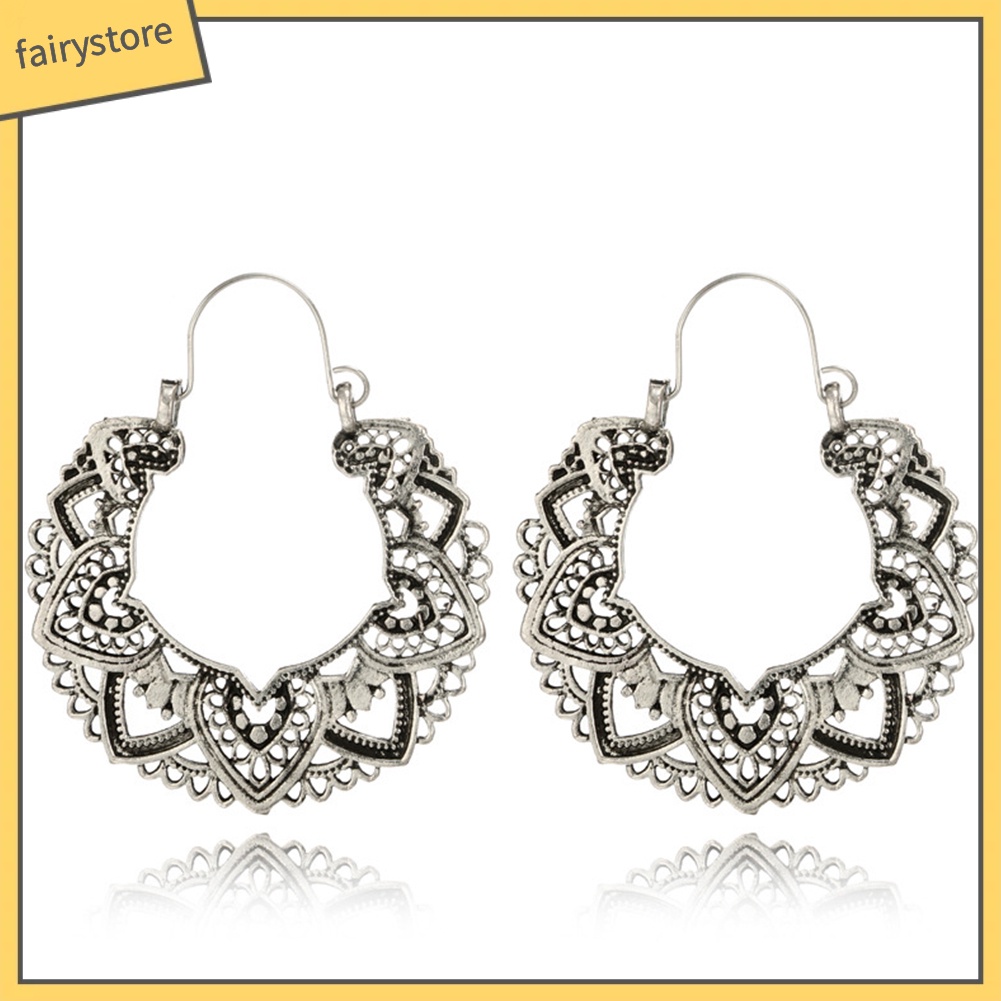 Hoa tai thiết kế hình trái tim cánh hoa phong cách vintage cho nữ