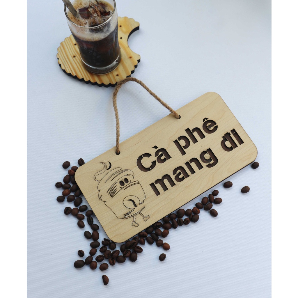 Bảng gỗ trang trí chữ COFFEE, Bảng hiệu decor quán, shop...nội dung theo yêu cầu sang trọng và bắt mắt