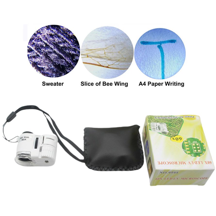 Kính lúp cầm tay 60X Kính hiển vi bỏ túi nhỏ Máy dò tiền tệ Loupe