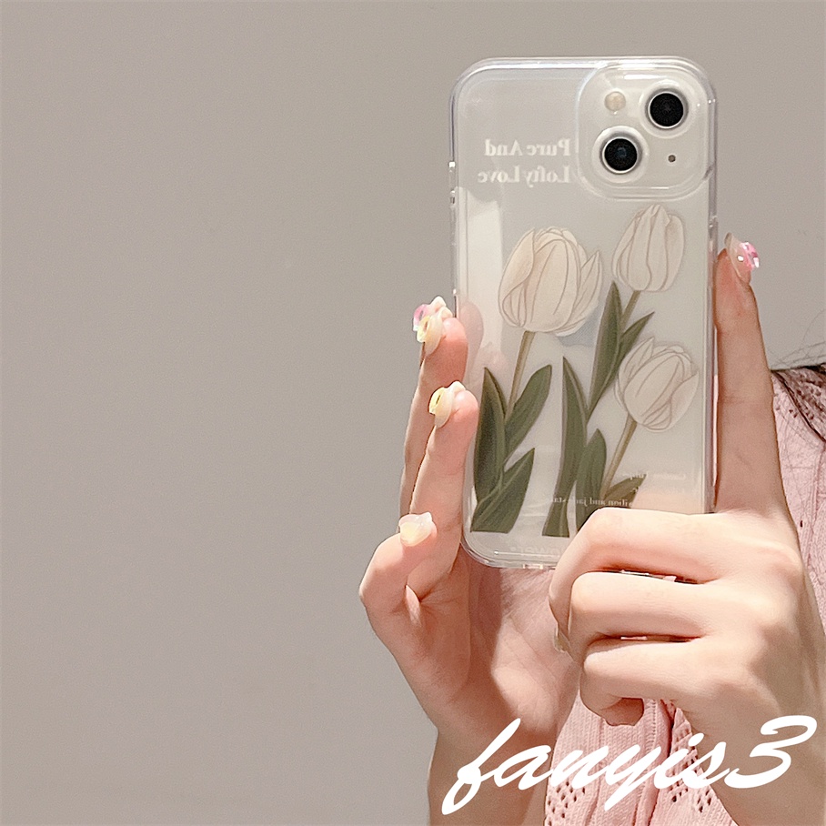 Ốp Điện Thoại TPU Mềm Trong Suốt Hình Hoa Tulip Cho iPhone 13 12 11 Pro Max X XR Xs Max 8 7 6 6s Plus SE 2020