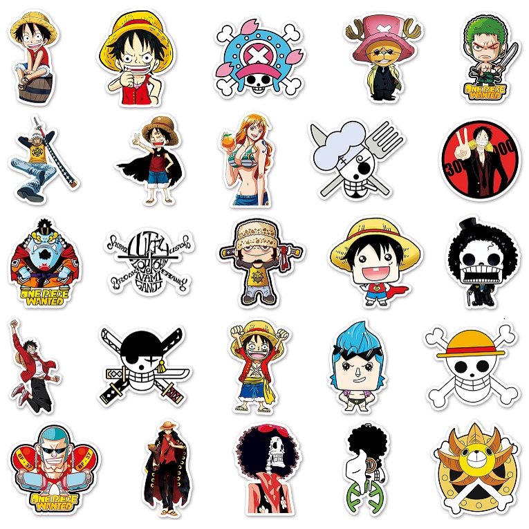 Bộ 10/50 Miếng Dán Hình One Piece Chống Thấm Nước Trang Trí Nhà