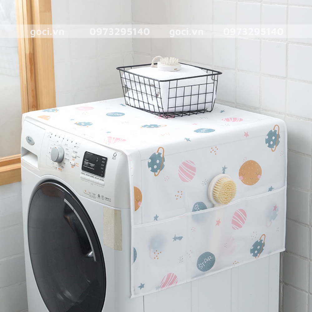 Tấm khăn phủ tủ lạnh máy giặt chống bụi chống nước nhựa PEVA có ngăn để đồ tiện lợi