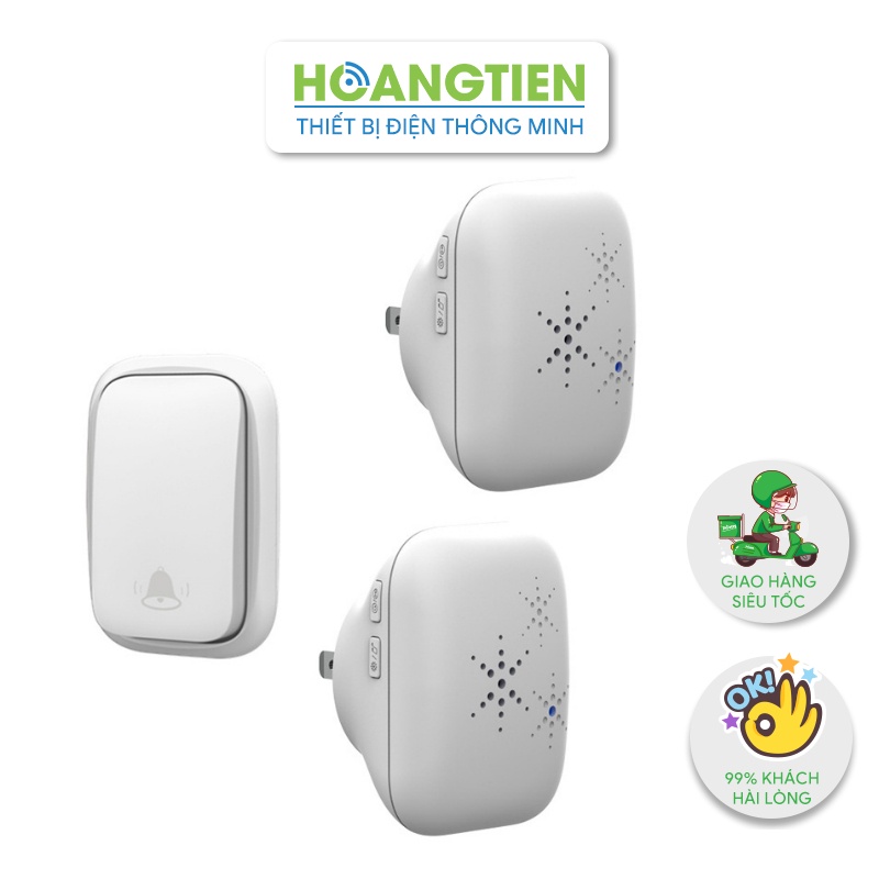 Chuông cửa không dây không pin 1 nút bấm 2 loa chuông QX02