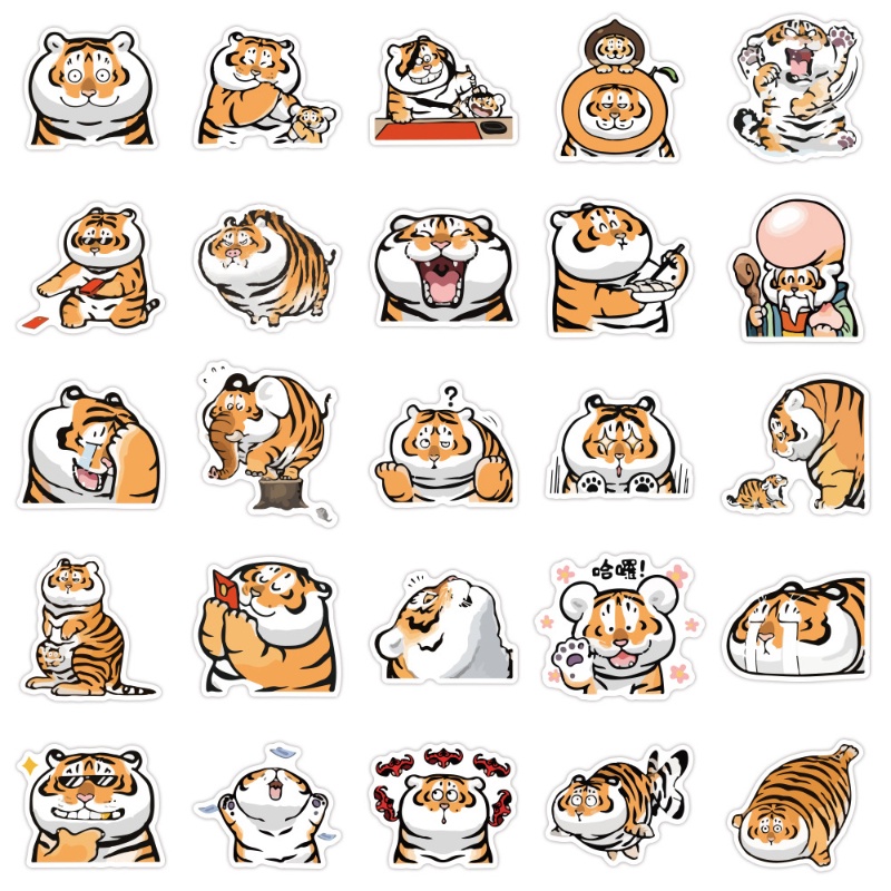100 Miếng Dán Vinyl Chống Nước Hình Con Hổ Dễ Thương