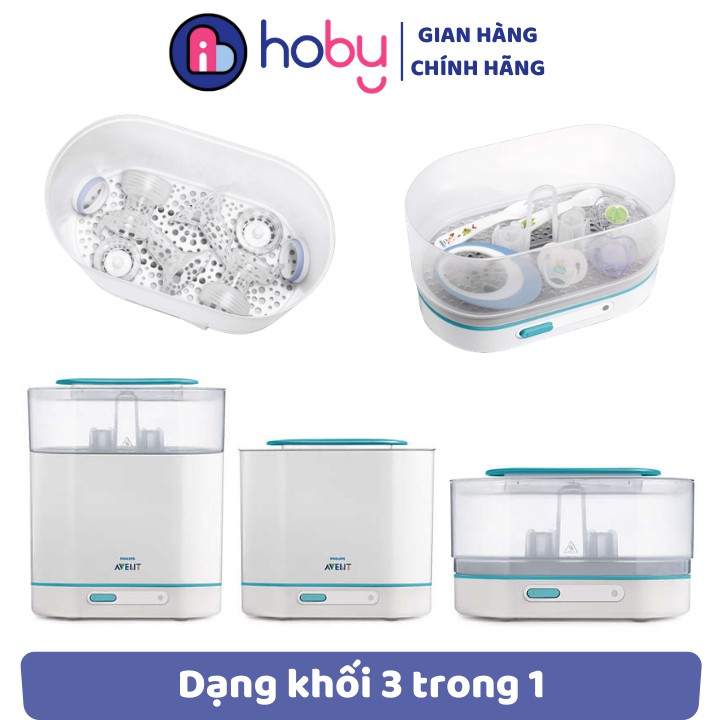 Máy tiệt trùng hơi nước PHILIPS AVENT 3 in 1 diệt 99.9% vi khuẩn có hại - Hàng chính hãng có giấy bảo hành 12 tháng