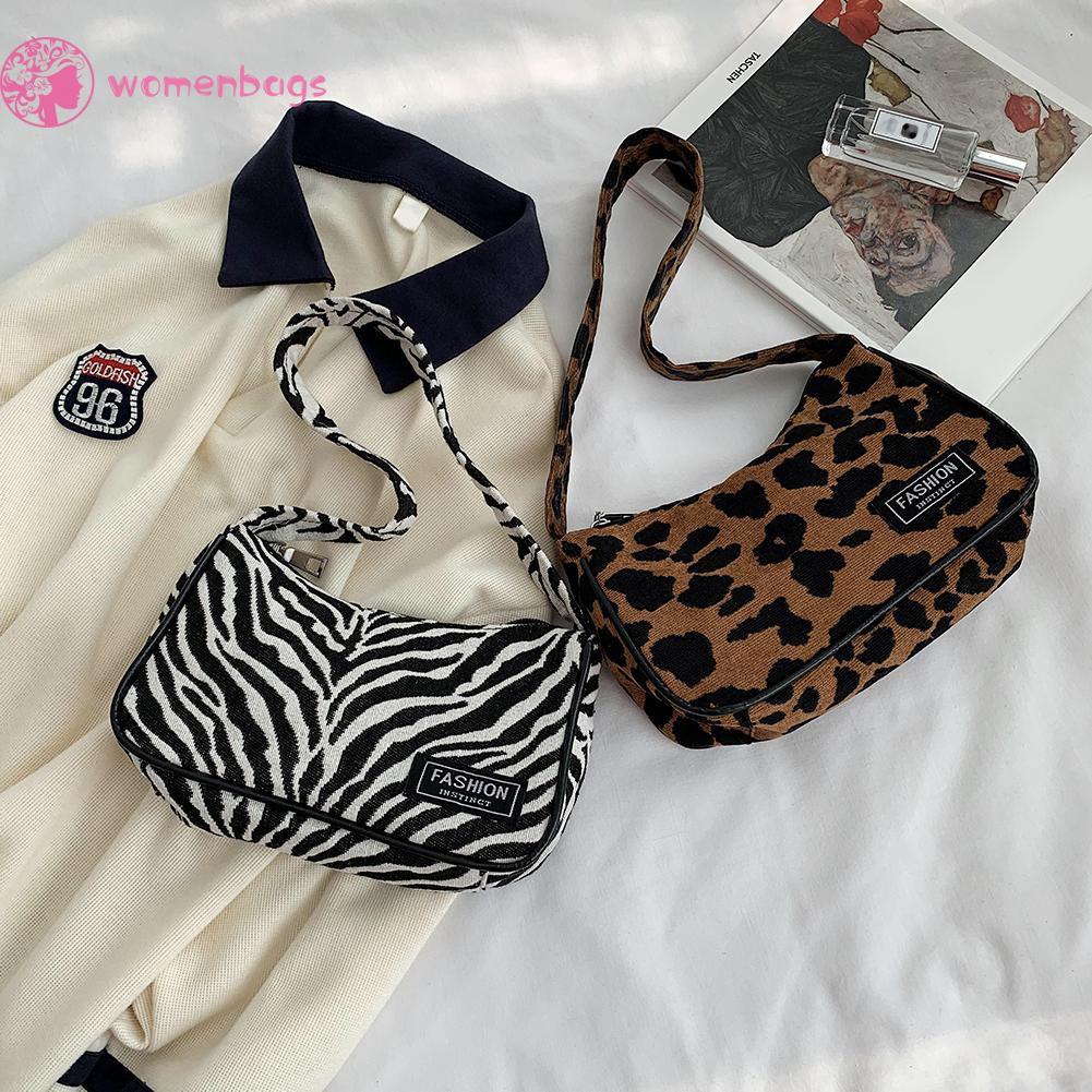 Túi xách tote đeo vai in họa tiết da báo / ngựa vằn phong cách retro | BigBuy360 - bigbuy360.vn