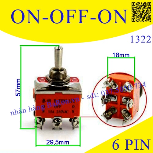 Công tắc gạt 250V/15A loại ON-ON hoặc ON-OFF-ON