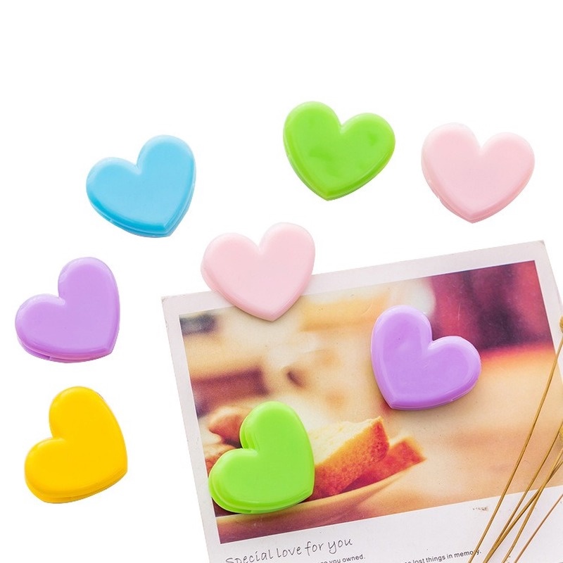 Kẹp Giấy Mini Bằng Nhựa Hình Trái Tim Nhiều Màu Dễ Thương
