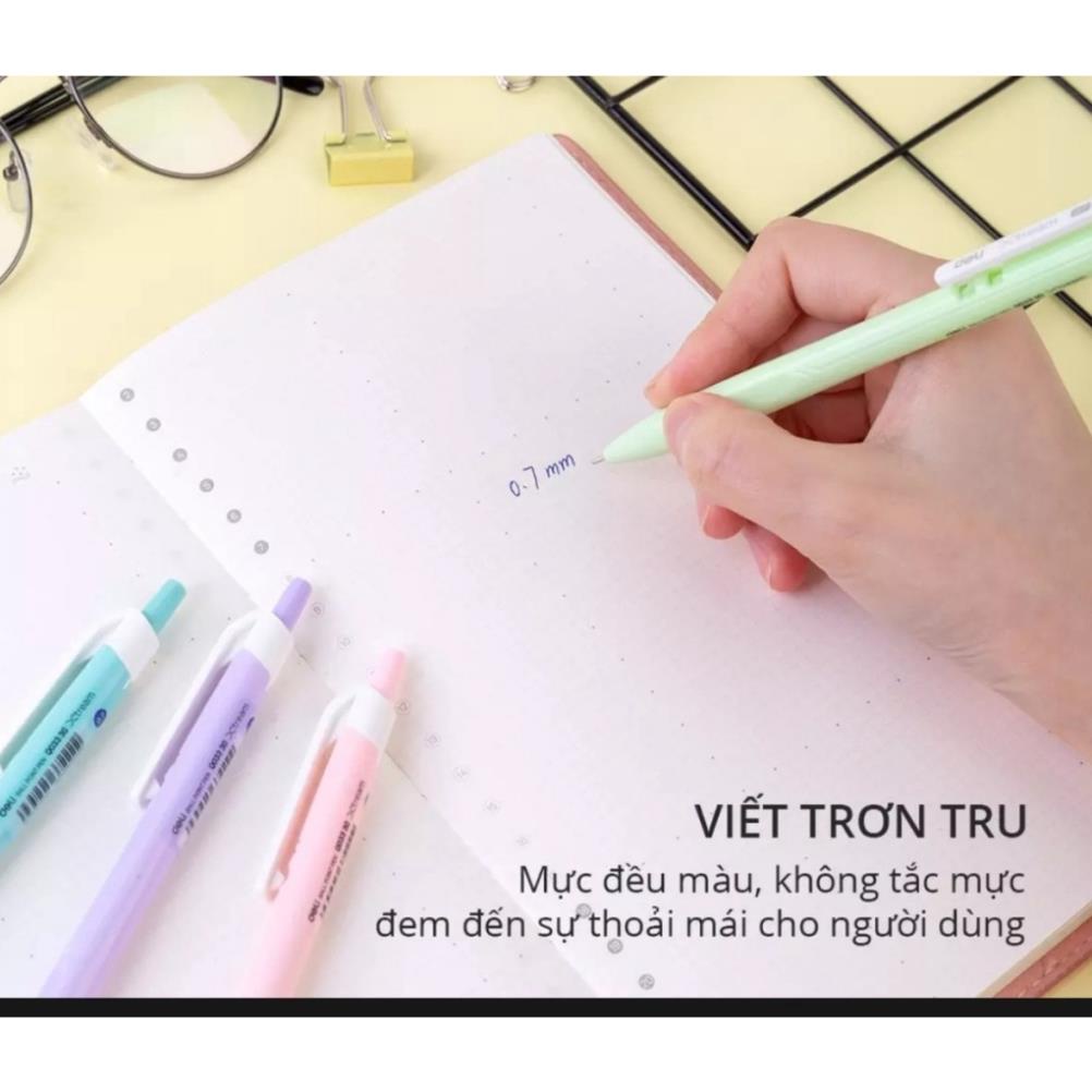 Bút bi bấm mực xanh ngòi 0.7mm - DELI Q03336