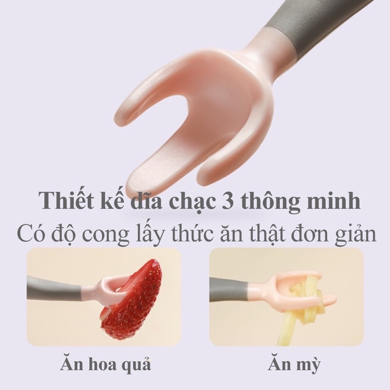 Set Nĩa Thìa Mềm Uốn Cong Cho Bé