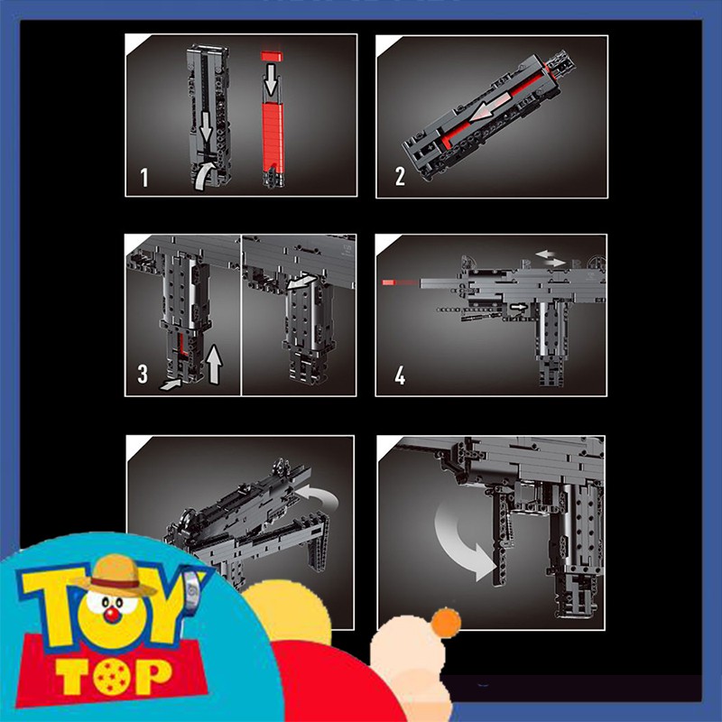 Đồ chơi lắp ráp ghép Technic mô hình tiểu liên Mini Uzi xếp hình Mould King 14006