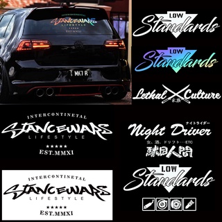 Miếng dán phản quang jdm hình samurai nhật bản chống trầy trang trí cửa sổ sau xe hơi