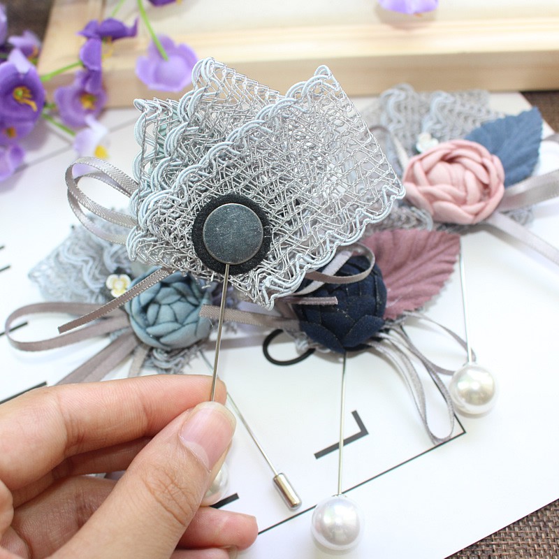 Cài áo thời trang phối lá và hoa GC103