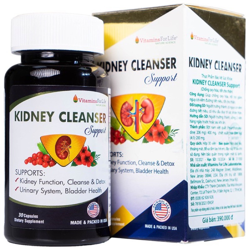 Viên Uống Bổ Thận Kidney Cleanser Support Vitamins For Life Hộp 30 viên