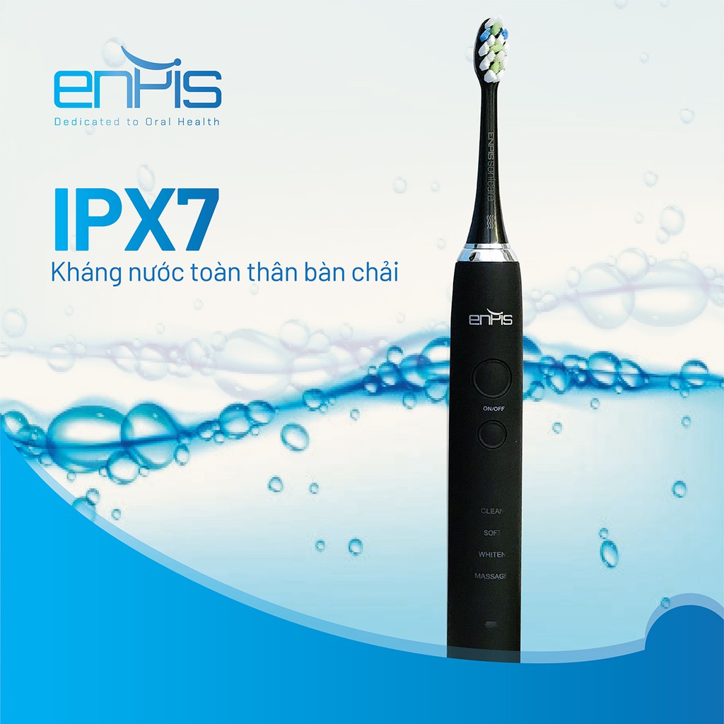 Bàn chải điện ENPIS cao cấp SMART LUX chính hãng, pin 30 ngày, chống nước IPX7, bảo hành 12 tháng