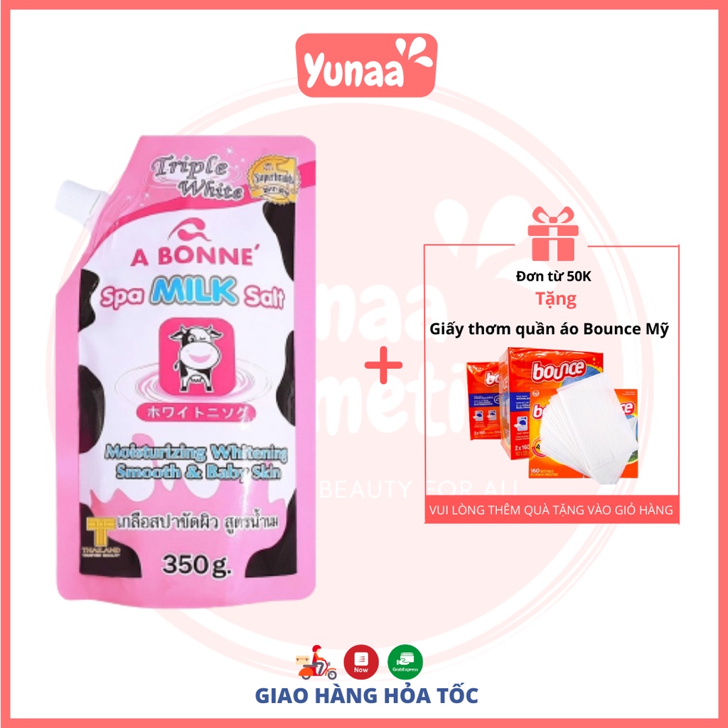 Muối tắm sữa bò tẩy tế bào chết A Bonne Spa Milk Salt 350g Thái Lan [Yunaa Cosmetics]