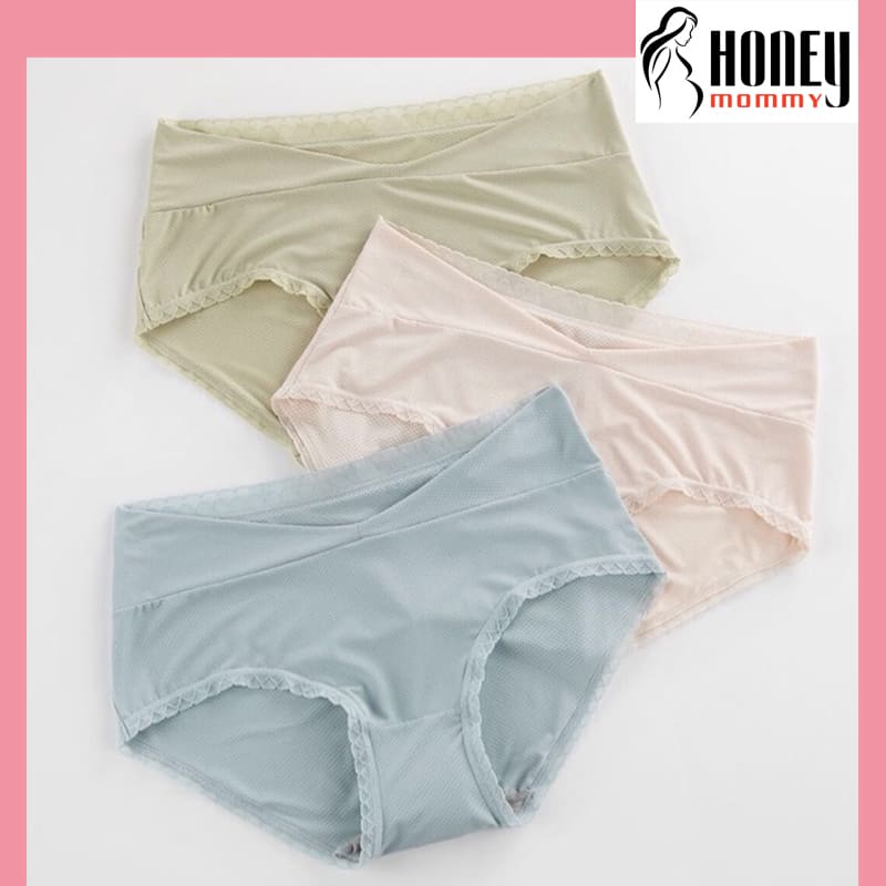 Quần Lót Bầu Và Sau Sinh Cạp Chéo Chất SU ĐÚC Thông Hơi Kháng Khuẩn Đồ Lót Chip Bà Bầu Bigsize HN1607 Honey Mommy